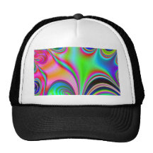 Fabulous Bright Abstract Fractal Art Design Rainbo Mesh Hats