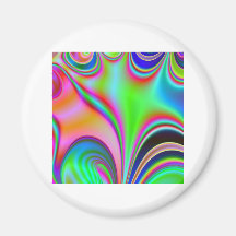 Fabulous Bright Abstract Fractal Art Design Rainbo Refrigerator Magnet