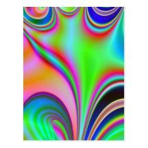Fabulous Bright Abstract Fractal Art Design Rainbo Post Cards