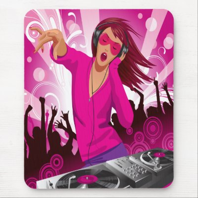 Fabulous Pink Lady DJ Mousepad by GroovyGraphics
