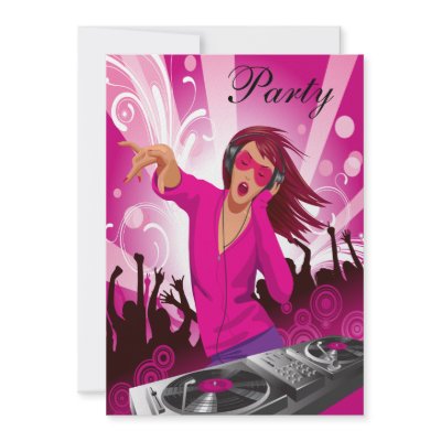 Fabulous Pink Lady DJ Party Personalized Invitation by GroovyGraphics