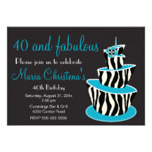Fabulous Zebra Birthday Party Invitation (Blue)