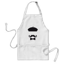 Face with french hat, moustache and tie apron
