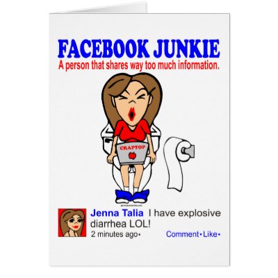 FACEBOOK JUNKIE GREETING CARD by pantsdownshirtscom