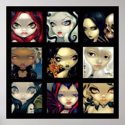 Faces of Faery Vampires #1 ART PRINT gothic fairy by strangeling