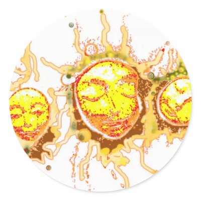 Faces of the Sun Round Stickers by MyOtherPlanet