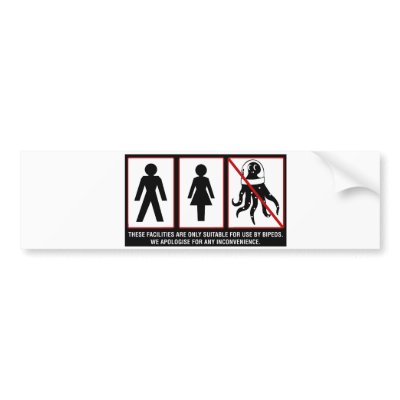 Facilities for use by bipeds only bumper sticker by chimpfellow