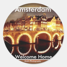 Fade to Black Round Stickers - AMSTERDAM