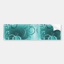 Faded Floral Swirl Teal Turquoise Blue Girly Gifts Bumper Sticker
