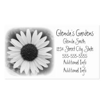 Faded Sunflower Black and White Business Card
