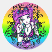 Faery céleste de boule de cristal d'arc-en-ciel de autocollants ronds