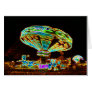 Fair ride Swings Blur Black and Neon Greeting Cards