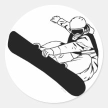 Faire du surf des neiges 3 autocollants ronds