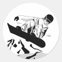 Faire du surf des neiges 5 adhésifs ronds