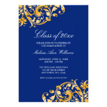 Faire-part bleu de fête de remise des diplômes de 