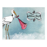 Faire-part de bébé de cigogne carte postale