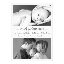 Faire-part de bébé de duo de photo nouveau (blanc)