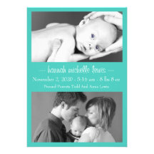Faire-part de bébé de duo de photo nouveau (Teal)