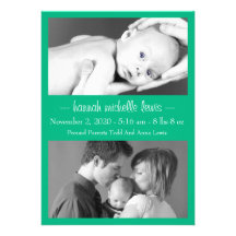 Faire-part de bébé de duo de photo nouveau (vert e