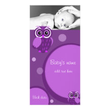 Faire-part de hibou de bébé cartes de vœux avec photo