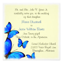 Faire-part de mariage assez jaune et bleu