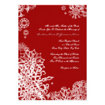 Faire-part de mariage blanc et rouge 3 de flocons 