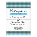 Faire-part de mariage bleu de plaid invitations