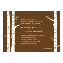 Faire-part de mariage d'arbres de bouleau - chocol