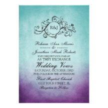 Faire-part de mariage de Bohème pourpre turquoise 
