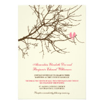 Faire-part de mariage de branche d'inséparables (b