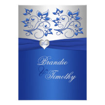 Faire-part de mariage de coeur de bleu royal et d'