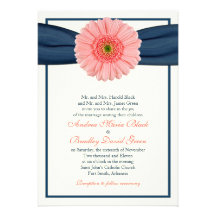 Faire-part de mariage de corail de ruban de marine
