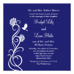 Faire-part de mariage de fleurs de Lotus (indigo)