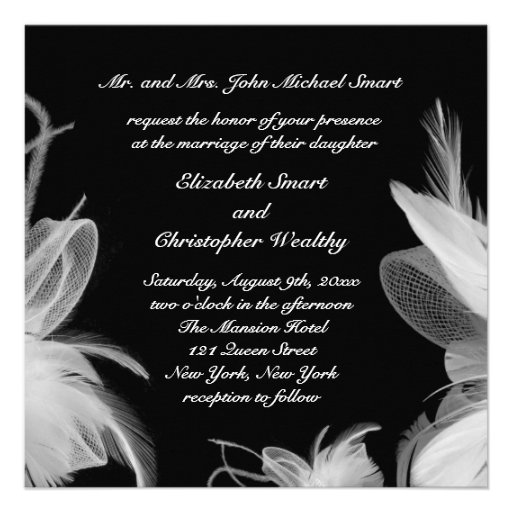 Faire-part de mariage de plumes blanches