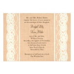 Faire-part de mariage de toile de jute de dentelle invitations