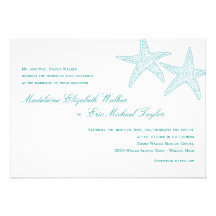 Faire-part de mariage d'étoiles de mer - turquoise
