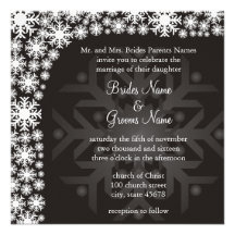Faire-part de mariage d'hiver de flocon de neige