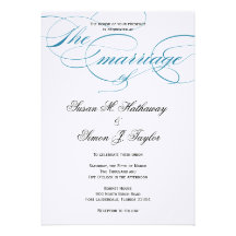 Faire-part de mariage élégant de manuscrit - bleu