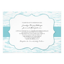 Faire-part de mariage en bois chic bleu turquoise 