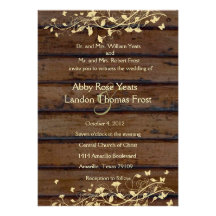 Faire-part de mariage en bois foncé de regard de B