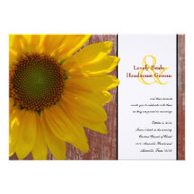 Faire-part de mariage en bois rouge de tournesol j