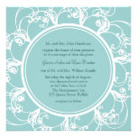 Faire-part de mariage floral de fantaisie (turquoi