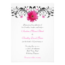 Faire-part de mariage floral de marguerite rose de