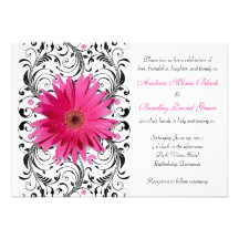 Faire-part de mariage floral de marguerite rose de