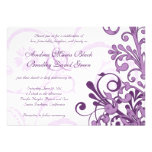Faire-part de mariage floral pourpre et blanc