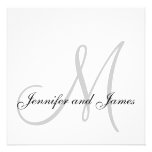 Faire-part de mariage gris blanc élégant de monogr