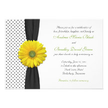 Faire-part de mariage jaune de point de polka de m