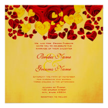 Faire-part de mariage jaune et rouge de roses de c