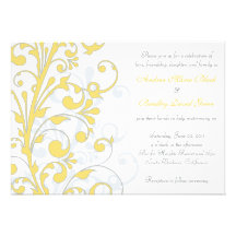 Faire-part de mariage jaune, gris, et blanc