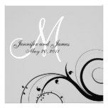 Faire-part de mariage noir de gris de monogramme d